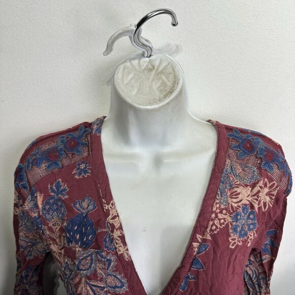 FREE PEOPLE Miranda Embroidered Long Sleeve Floral Maxi Dress Size 4 - Picture 8 of 11